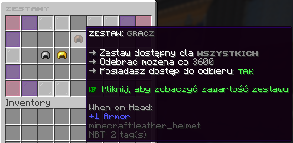 Wygląd interfejsu wyboru zestawów w Minecraft
